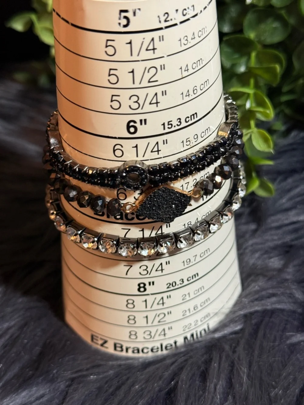 Black and Clear Crystal Stackable Bracelet Set - Women Jewelry‎ (E5)